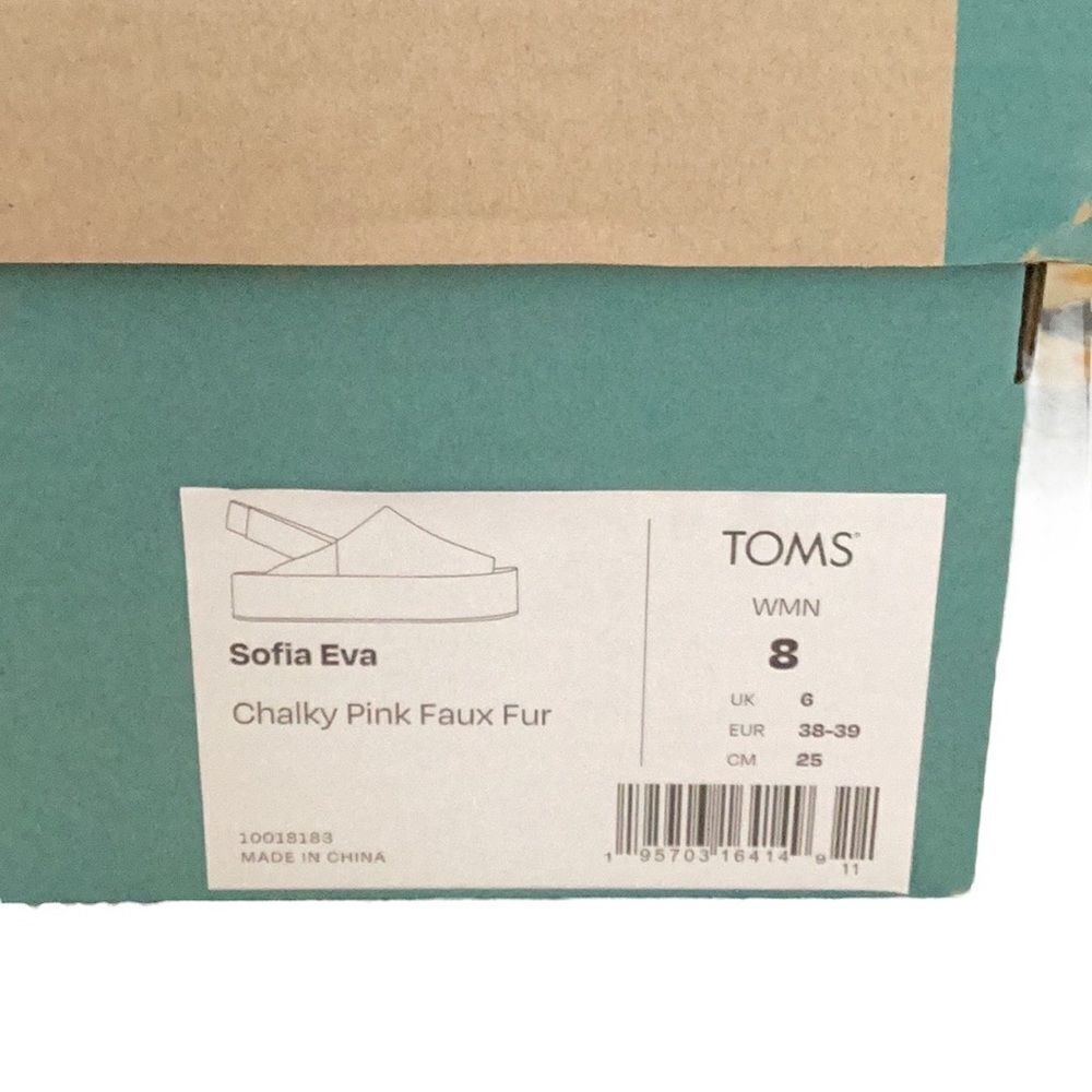 TOMS NEW IN BOX WOMENS SOFIA EVA CHALKY PINK FAUX FUR SLING BACK SHOE PLATFORM - Picture 9 of 10